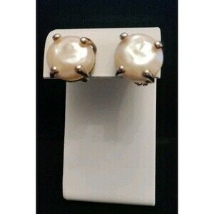 925 Pearl Clip On Earrings Vintage